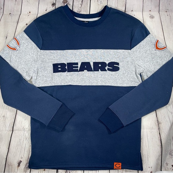 NFL Navy Chicago Bears Long Sleeve Crewneck Sweatshirt Big Logo - Picture 4 of 6
